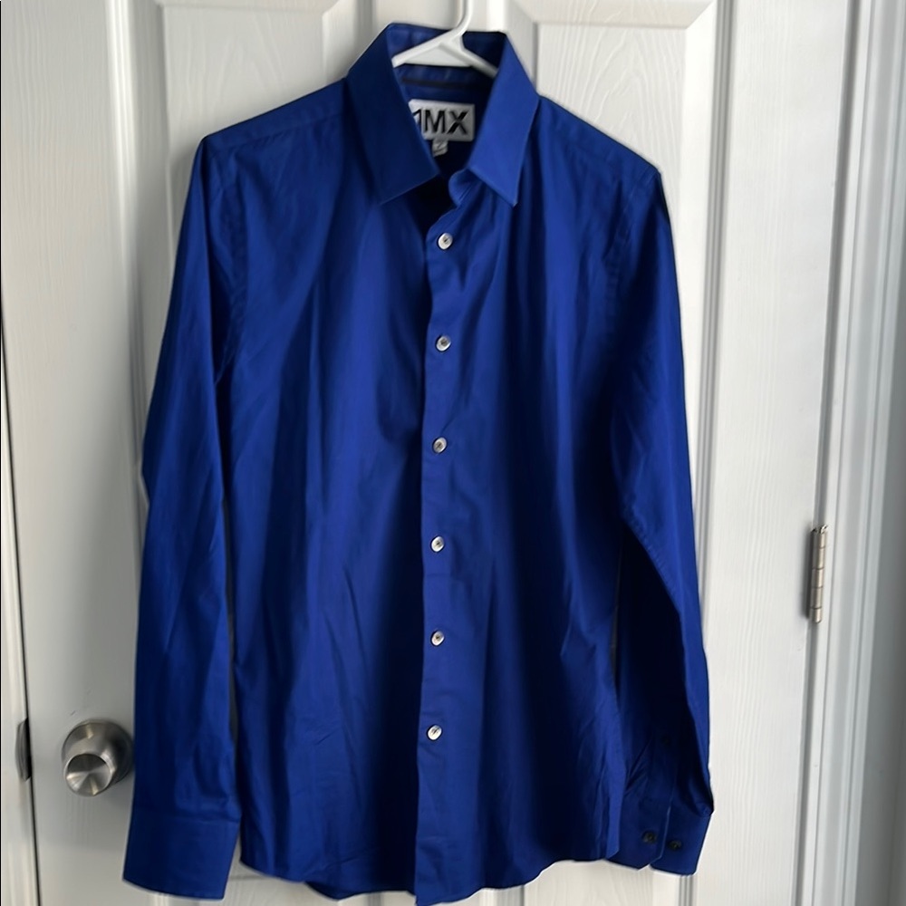 Express 1MX Blue Button-Up Shirt Size Small Petite
